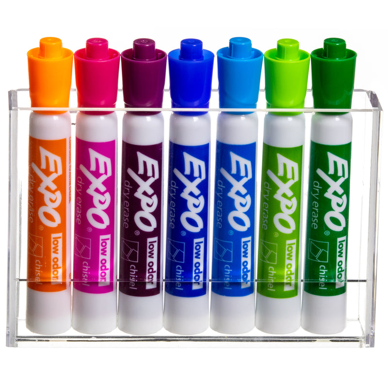 16 Slot Premium White Acrylic Dry Erase Whiteboard Marker Holder with –  MyGift