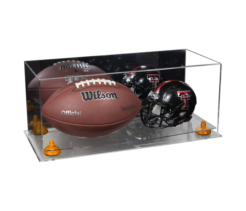 Full-Size Football and Mini Helmet (not Full Size) Display Cases - Mirror No Wall Mounts (A103/B47)