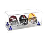 Acrylic Three Mini - Miniature Football Helmet (not Full Size) Display Case - Clear (V47/A103)