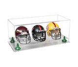 Acrylic Three Mini - Miniature Football Helmet (not Full Size) Display Case - Clear (V47/A103)