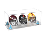 Acrylic Three Mini - Miniature Football Helmet (not Full Size) Display Case - Clear (V47/A103)