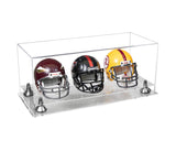 Acrylic Three Mini - Miniature Football Helmet (not Full Size) Display Case - Clear (V47/A103)