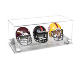 Acrylic Three Mini - Miniature Football Helmet (not Full Size) Display Case - Clear (V47/A103)