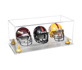 Acrylic Three Mini - Miniature Football Helmet (not Full Size) Display Case - Clear (V47/A103)