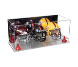 Acrylic Three Mini - Miniature Football Helmet (not Full Size) Display Case - Mirror No Wall Mount (V47/A103)