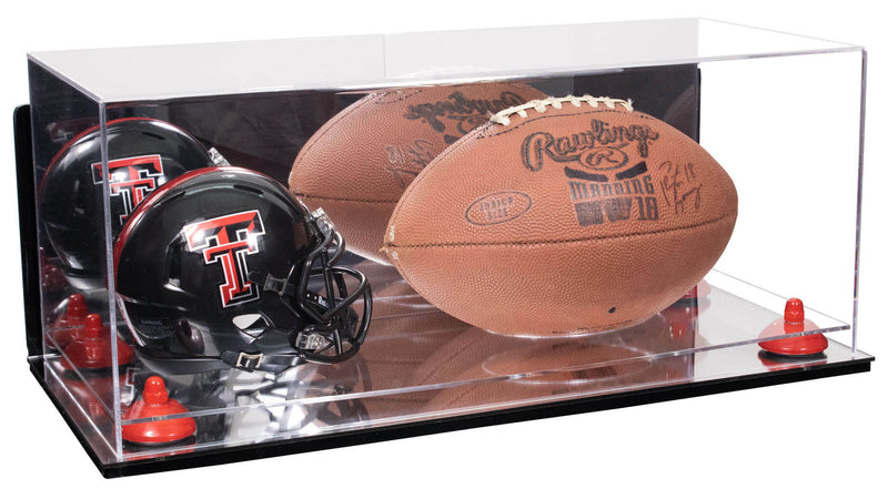 Full-Size Football and Mini Helmet (not Full Size) Display Cases - Mirror No Wall Mounts (A103/B47)