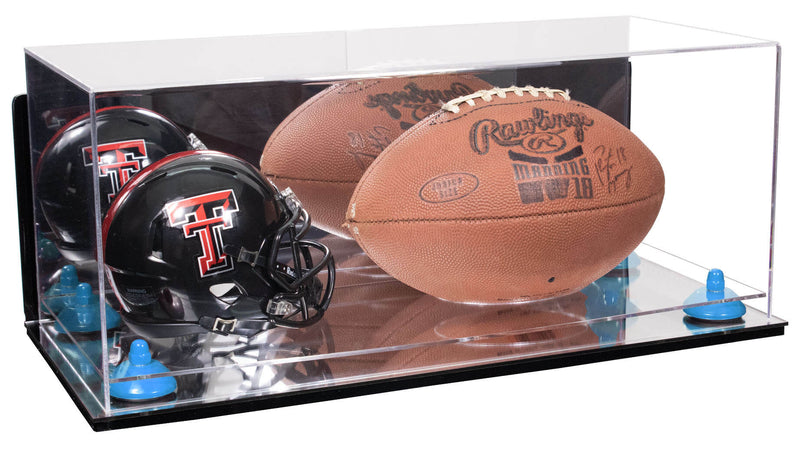 Full-Size Football and Mini Helmet (not Full Size) Display Cases - Mirror No Wall Mounts (A103/B47)