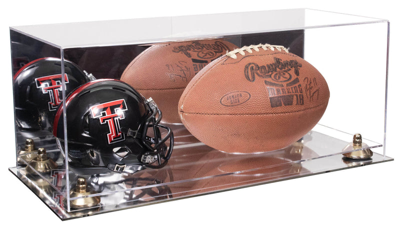 Full-Size Football and Mini Helmet (not Full Size) Display Cases - Mirror No Wall Mounts (A103/B47)