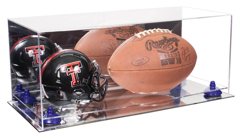 Full-Size Football and Mini Helmet (not Full Size) Display Cases - Mirror No Wall Mounts (A103/B47)