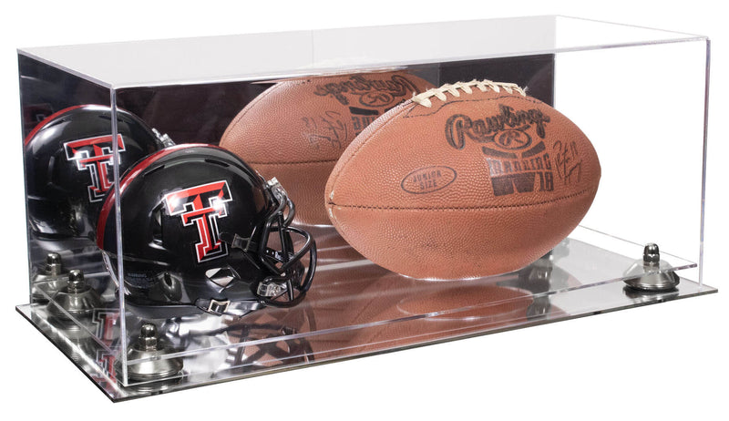 Full-Size Football and Mini Helmet (not Full Size) Display Cases - Mirror No Wall Mounts (A103/B47)