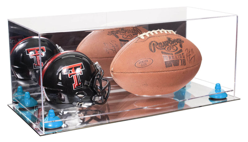 Full-Size Football and Mini Helmet (not Full Size) Display Cases - Mirror No Wall Mounts (A103/B47)