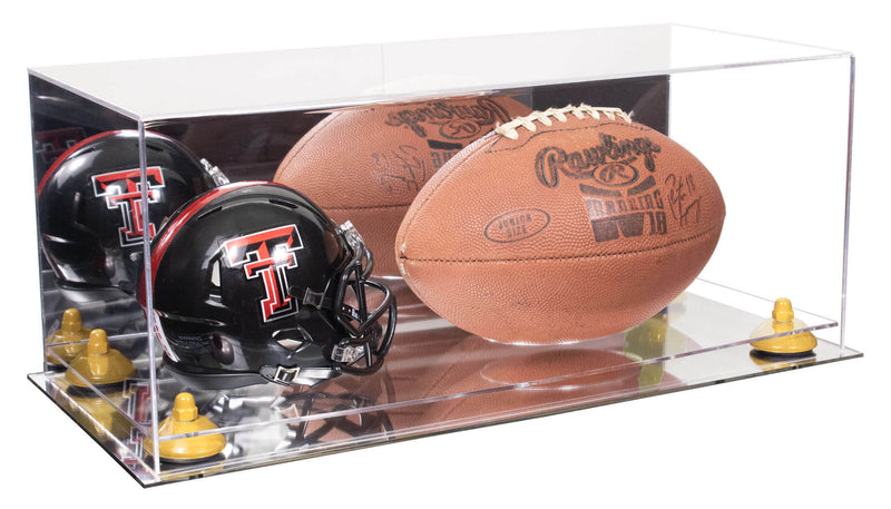 Full-Size Football and Mini Helmet (not Full Size) Display Cases - Mirror No Wall Mounts (A103/B47)