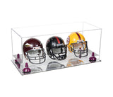 Acrylic Three Mini - Miniature Football Helmet (not Full Size) Display Case - Clear (V47/A103)