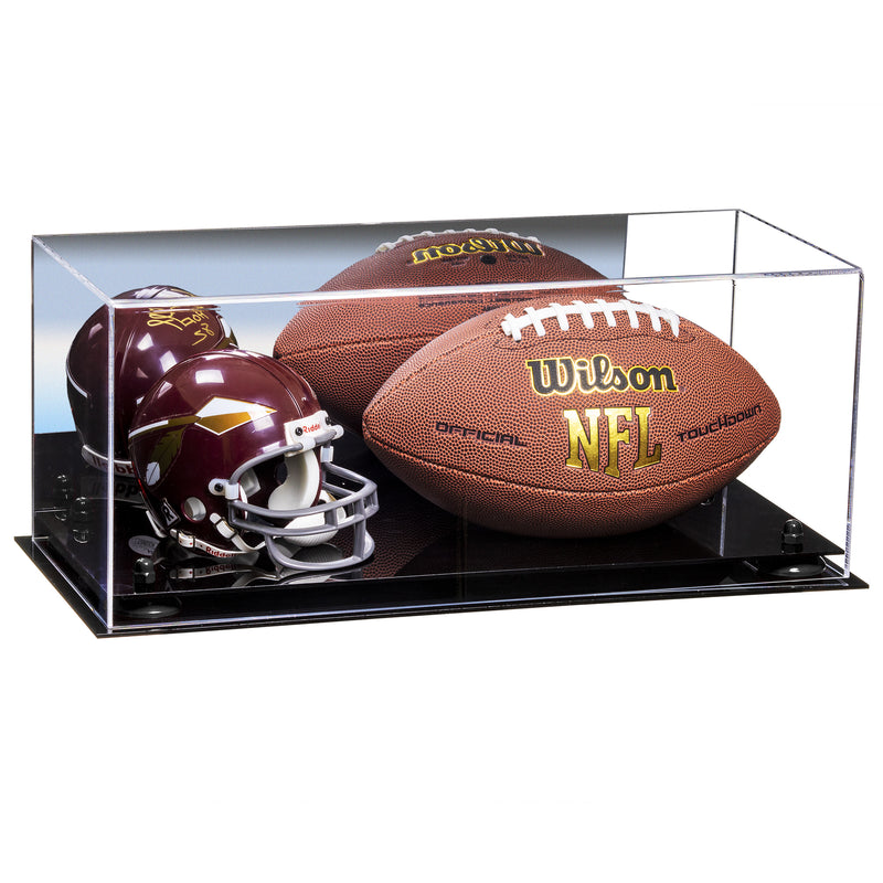 Full-Size Football and Mini Helmet (not Full Size) Display Cases - Mirror No Wall Mounts (A103/B47)