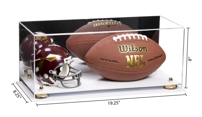 Full-Size Football and Mini Helmet (not Full Size) Display Cases - Mirror No Wall Mounts (A103/B47)