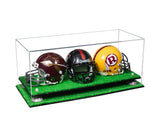 Acrylic Three Mini - Miniature Football Helmet (not Full Size) Display Case - Clear (V47/A103)