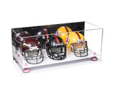 Acrylic Three Mini - Miniature Football Helmet (not Full Size) Display Case - Mirror No Wall Mount (V47/A103)