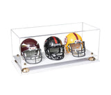 Acrylic Three Mini - Miniature Football Helmet (not Full Size) Display Case - Clear (V47/A103)