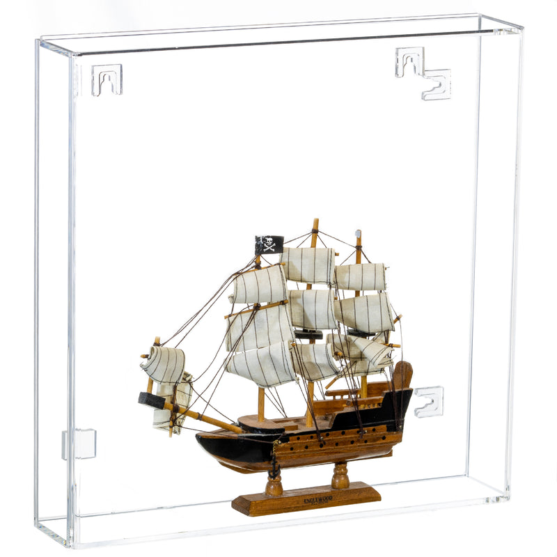 versatile ship display with clear wall mount slide back