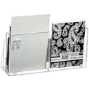 Clear acrylic greeting card holder with wall mounts and mounting screws
