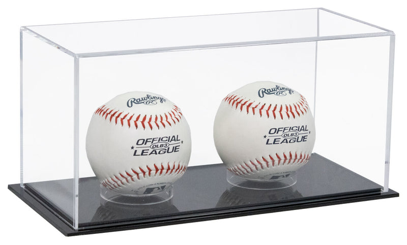 A115 Baseball Double Ball Display Case Clear Black Base