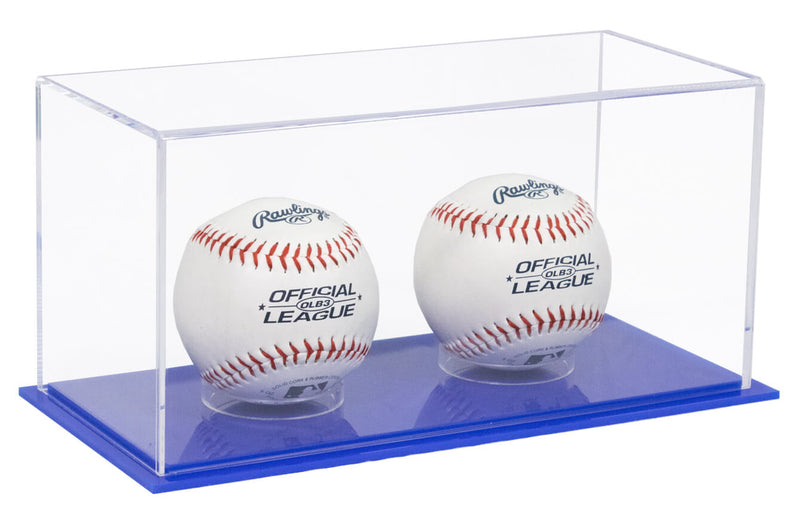 A115 Baseball Double Ball Display Case Clear Blue Base