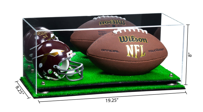 Full-Size Football and Mini Helmet (not Full Size) Display Cases - Mirror No Wall Mounts (A103/B47)