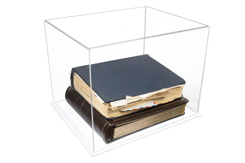 Large Clear Book Display Case with White Base