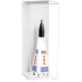 rocket ship display case with white back