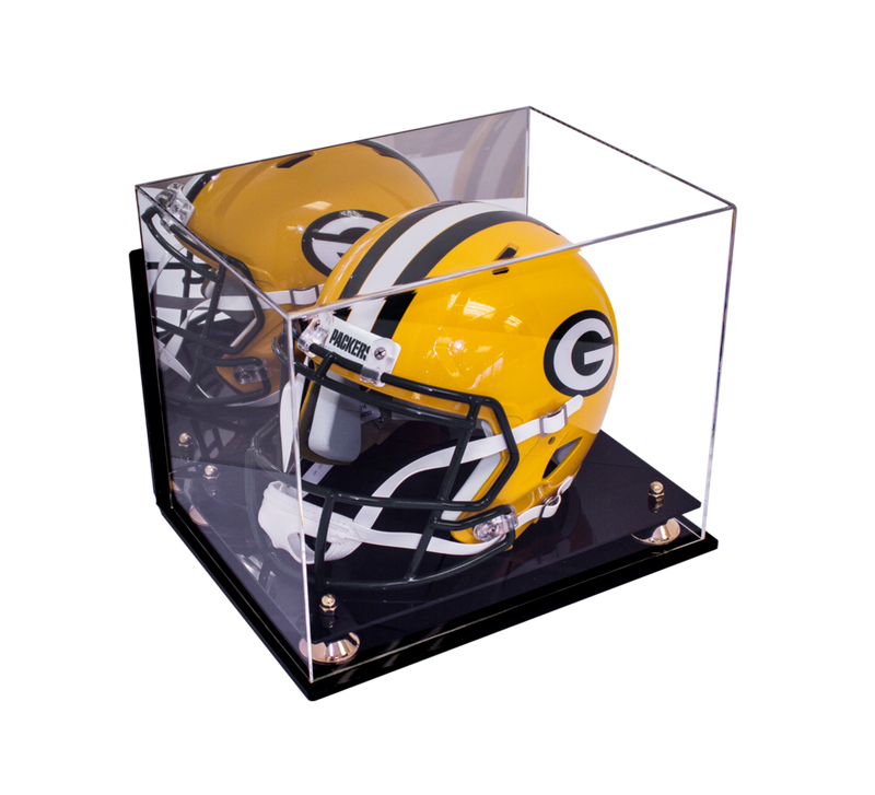 Mirror Back Black Base Helmet Display Case