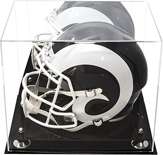 Black Base Silver Risers Football Helmet Display Case