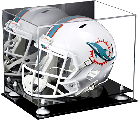 Black Base White Risers Football Helmet Display Case