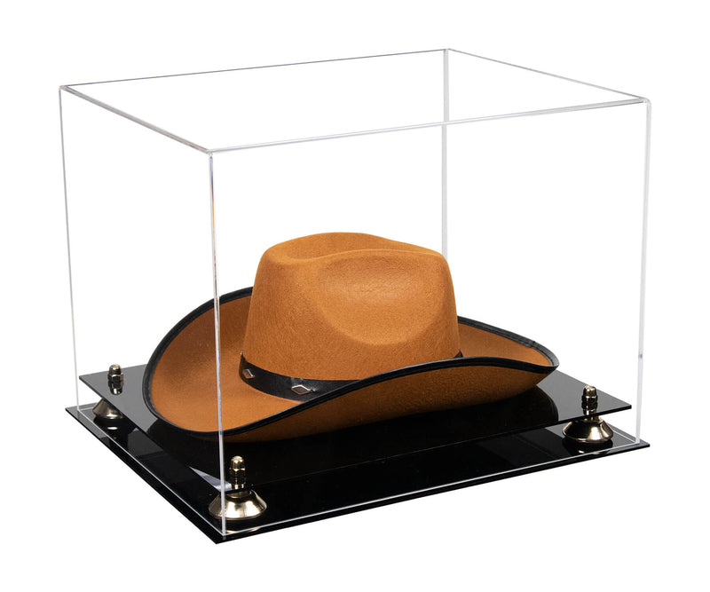 Better Display Cases Acrylic Cowboy Hat Display Case with Clear Case, Red Risers and Black Base - 16 x 13 x 12 (V61B/A024-B)