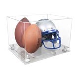 Acrylic Double Football and Helmet Display Case with Clear Case,  Risers and Base (A014/B60)