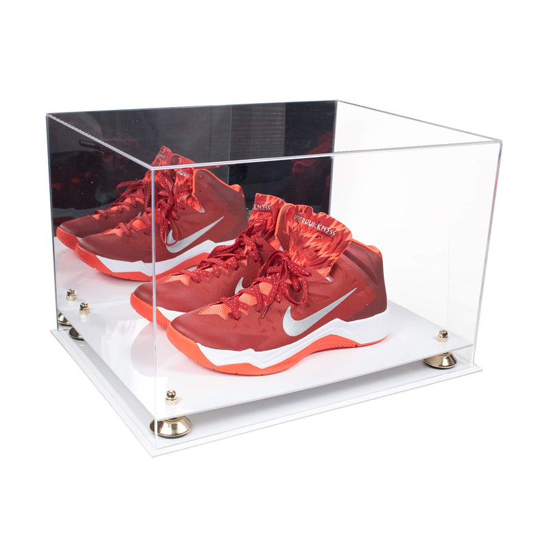 Acrylic Extra Large Shoe Display Case for Basketball Shoe, Hightop, Soccer & Football Cleats with Mirror -18 x 14 x 12 (A014/V60)