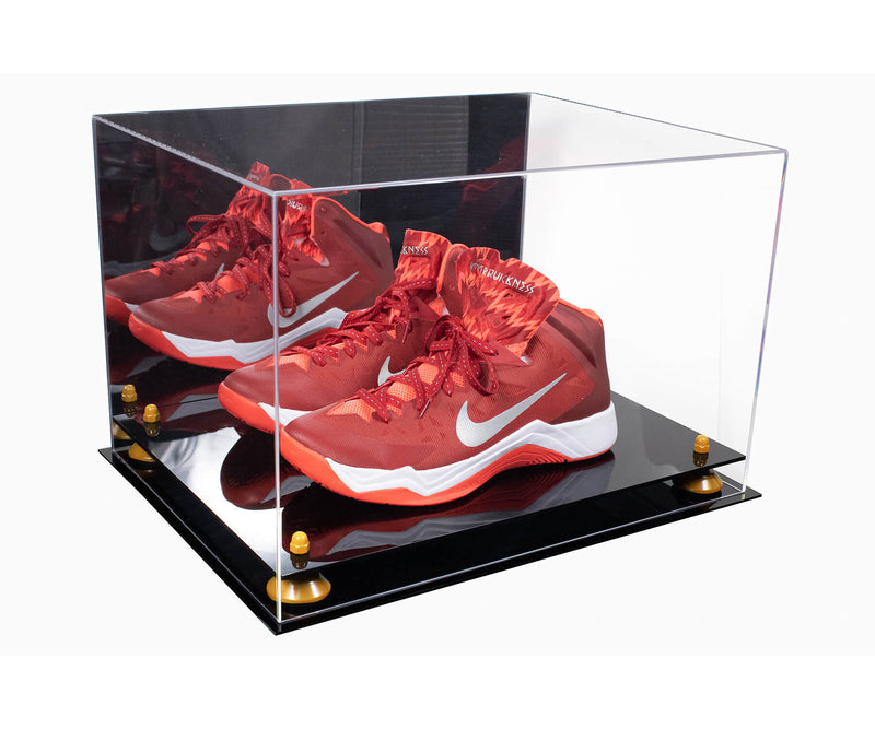 Acrylic Extra Large Shoe Display Case for Basketball Shoe, Hightop, Soccer & Football Cleats with Mirror -18 x 14 x 12 (A014/V60)