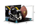 Acrylic Full-Size Football and Helmet Display Case - Large Rectangle Box with Mirror Top 18" x 14" x 12" (A014, V60)