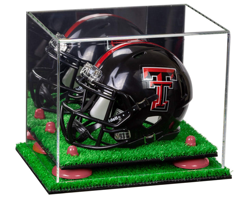 Mini/Miniature Football Helmet (not Full Size) Display Case - Mirror no Wall Mounts (A003/V45)