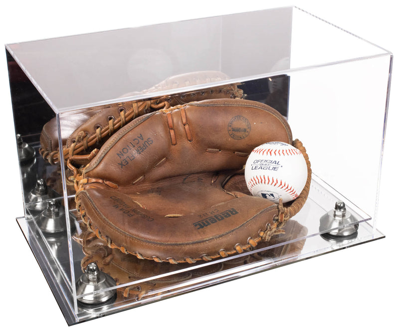 Acrylic Baseball Catchers Glove Display Case - Mirror No Wall Mounts (V16/A011)