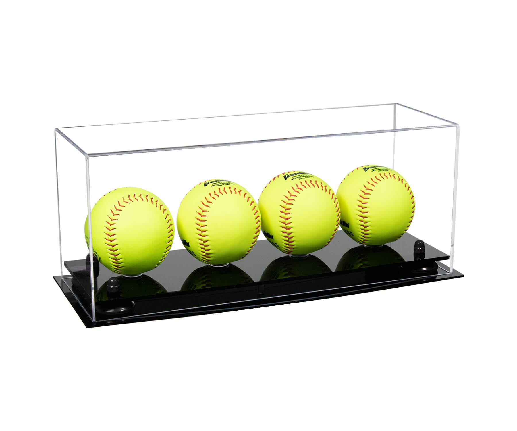 Softball Box Acrylic Four Softballs Display Case 17 X 6 X 7 Clear (V46/A019)