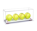 Acrylic Four Softballs Display Case 17 X 6 X 7 Clear (V46/A019)