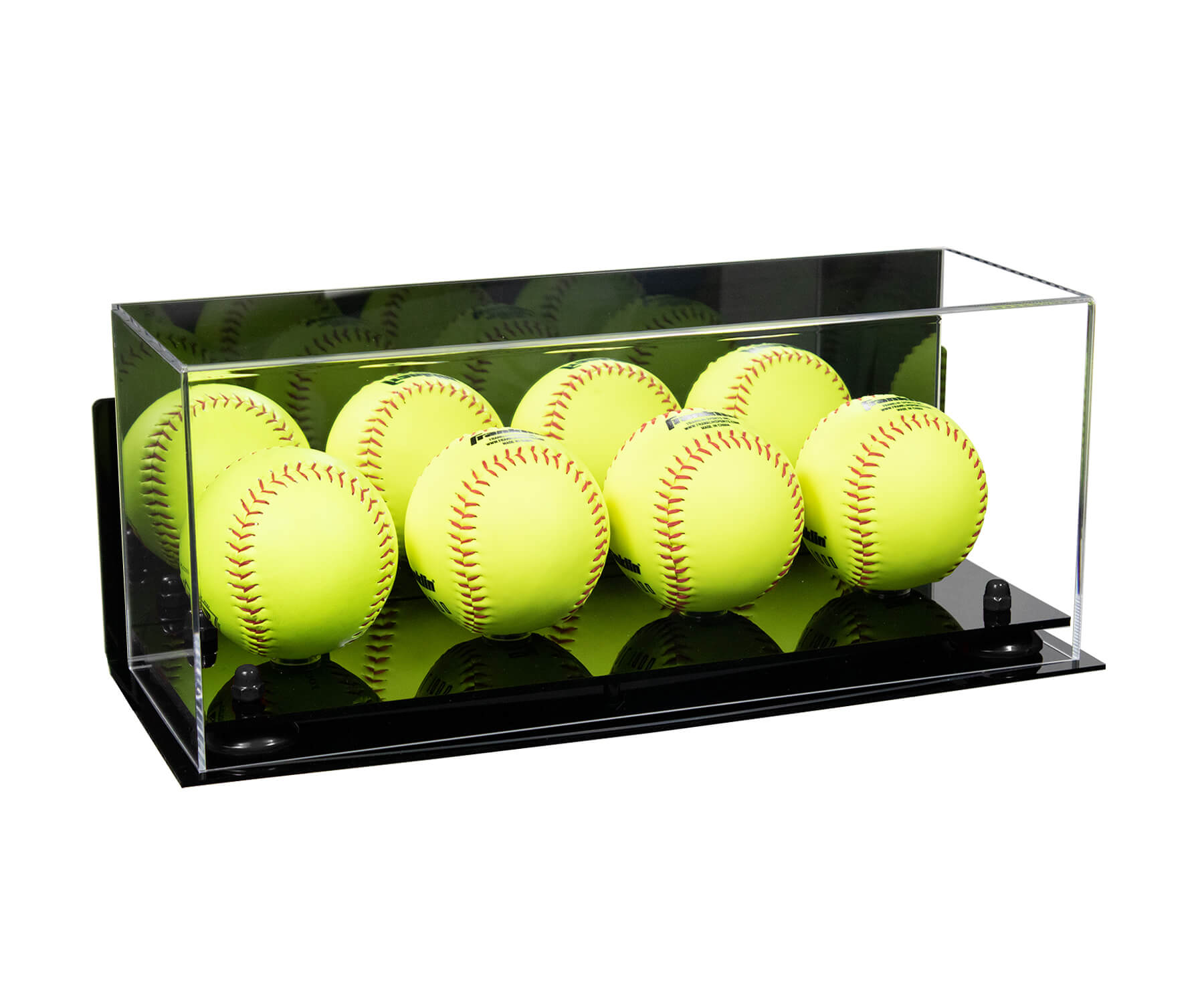Softball Spectating Box Acrylic Four Softballs Display Case 17 X 6 X 7 Mirror Wall Mount (V46 ...