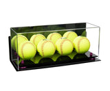 Acrylic Four Softballs Display Case 17 X 6 X 7 Mirror Wall Mount (V46/A019)