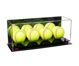 Acrylic Four Softballs Display Case 17 X 6 X 7 Mirror no Wall Mounts (V46/A019)