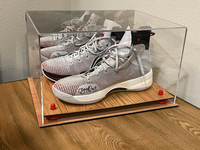 NBA Bubble Basketball Shoes CJ McCollum Signed in A Display Case