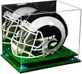 Football Helmet Display Case -Turf Base Blue Risers 