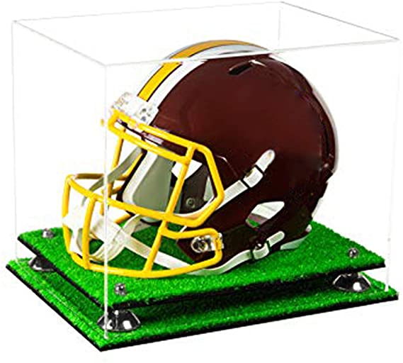 Football Helmet Display Case -Turf Base Silver Risers 