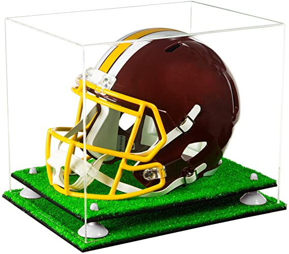 Football Helmet Display Case -Turf Base White Risers 