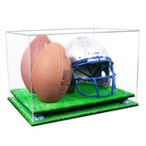 Acrylic Double Football and Helmet Display Case with Clear Case,  Risers and Base (A014/B60)