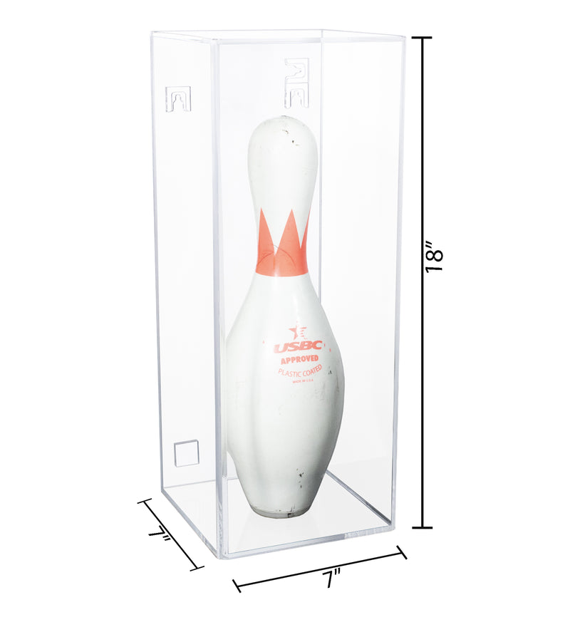 Bowling Pin Display Case with Slide Back (Table Top or Wall Mount) 7" x 7" x 18" (D08/A102)